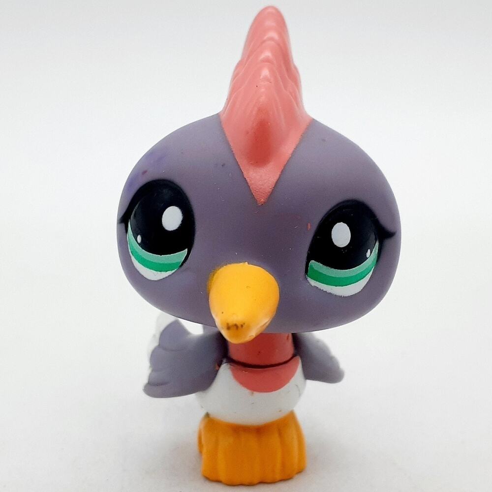 Littlest Pet Shop Purple Bird Mini Figure Green Eyes Hasbro LPS Toy Collectible